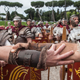 Actors portraying the Roman army. Photo credit: Giorgio Cosulich/Getty